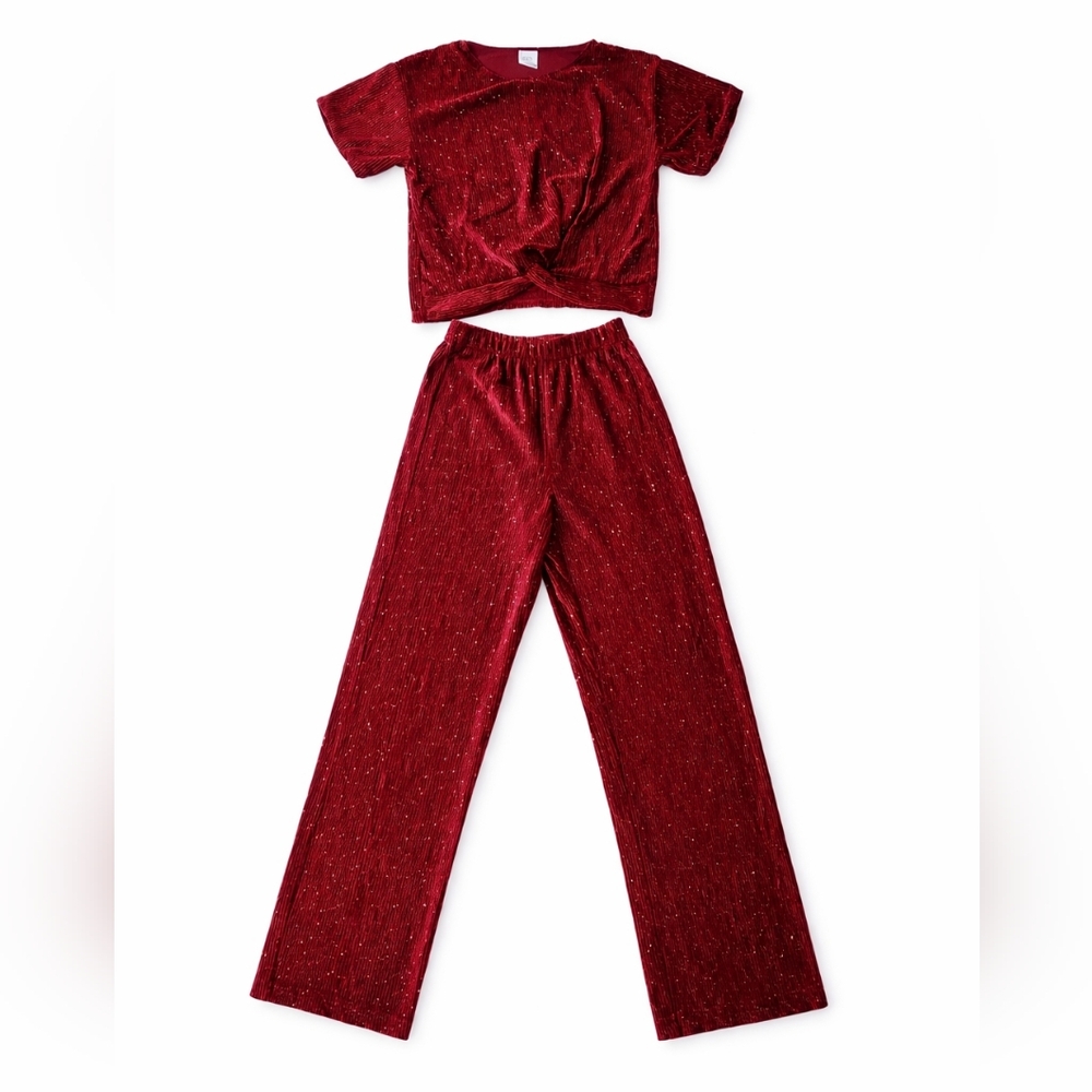 ✨ Zara Girls Red Velvet Sequin 2-Piece Set | Size 11-12 ✨